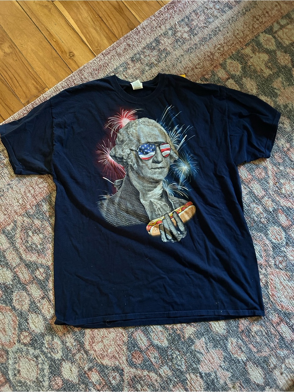 Patriotic George Washington Graphic Tee - Navy